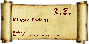 Kluger Bodony névjegykártya